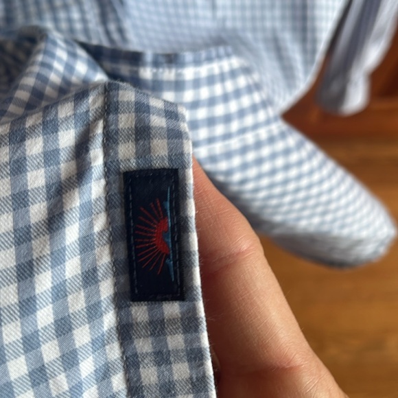 Faherty Men’s blue/white gingham Button Down Shirt soft Cotton size L - Picture 6 of 8